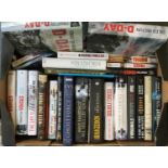 A large box of approx. 30 books on the subject of war, mainly fiction, to include Chris Ryan,