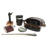 A pair of Carl Zeiss Jena Silvarem 6x30 binoculars, in black leather case, together with a hip