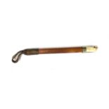 An interesting hunting whip, possibly for Beagling with bamboo shaft, metal collar and antler