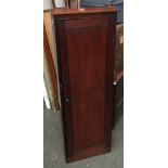 A mahogany wall cupboard opening to reveal five shelves, 45x16x127cmH