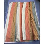 Two matched pairs of striped curtains, 190cm long; together with another floral pair (AF), and