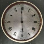 A large wall clock by John Hallett of Lyme, Roman numerals to silvered 33cm dial