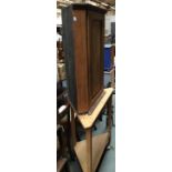 An oak corner cupboard, 95cmH, on a later oak stand with undershelf, 92cmW