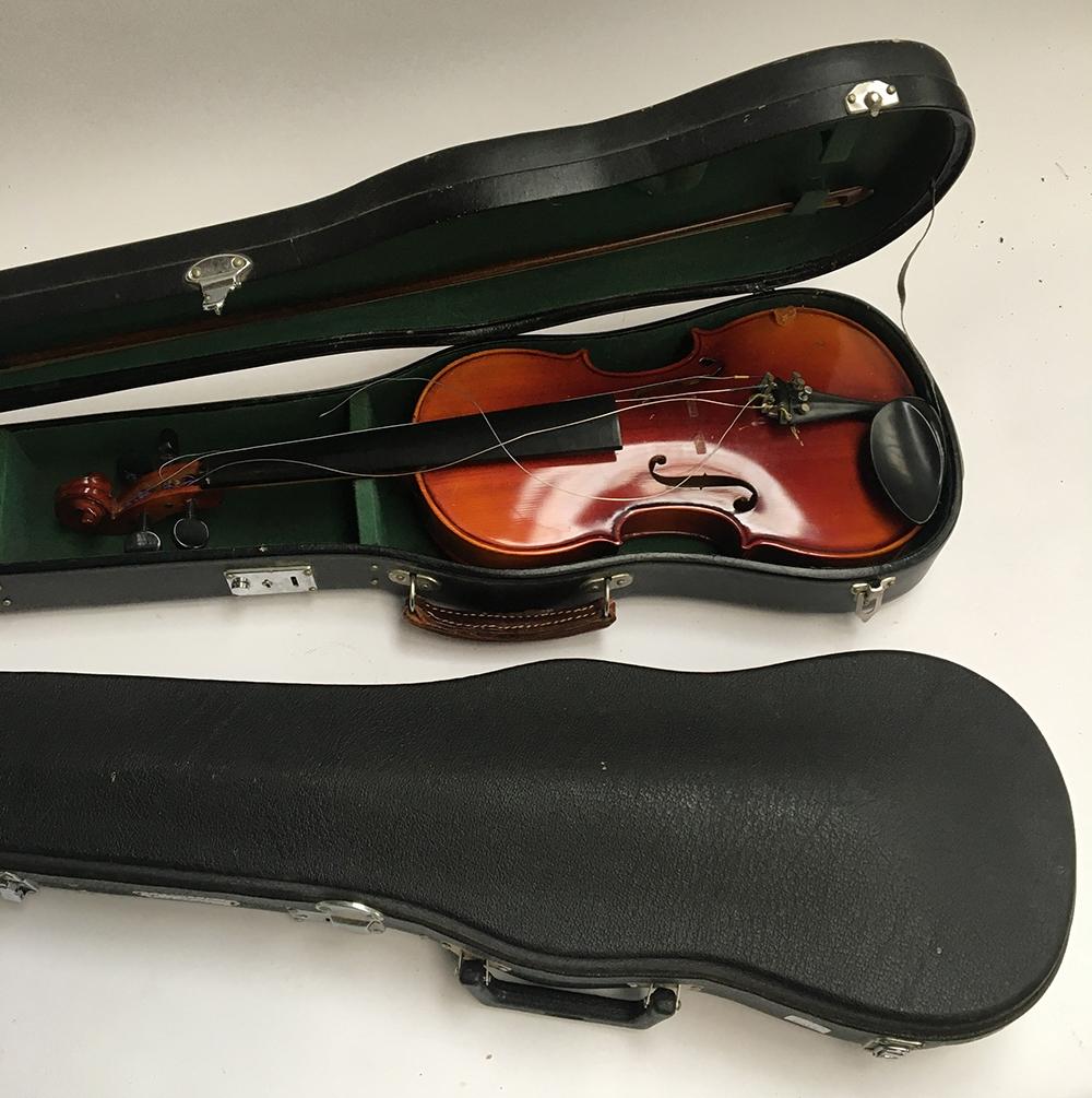 A Chinese student violin, together with a Chinese Skylark 3/4 size violin