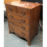 A small 20th century mahogany and crossbanded chest of two short over three long drawers, 60.