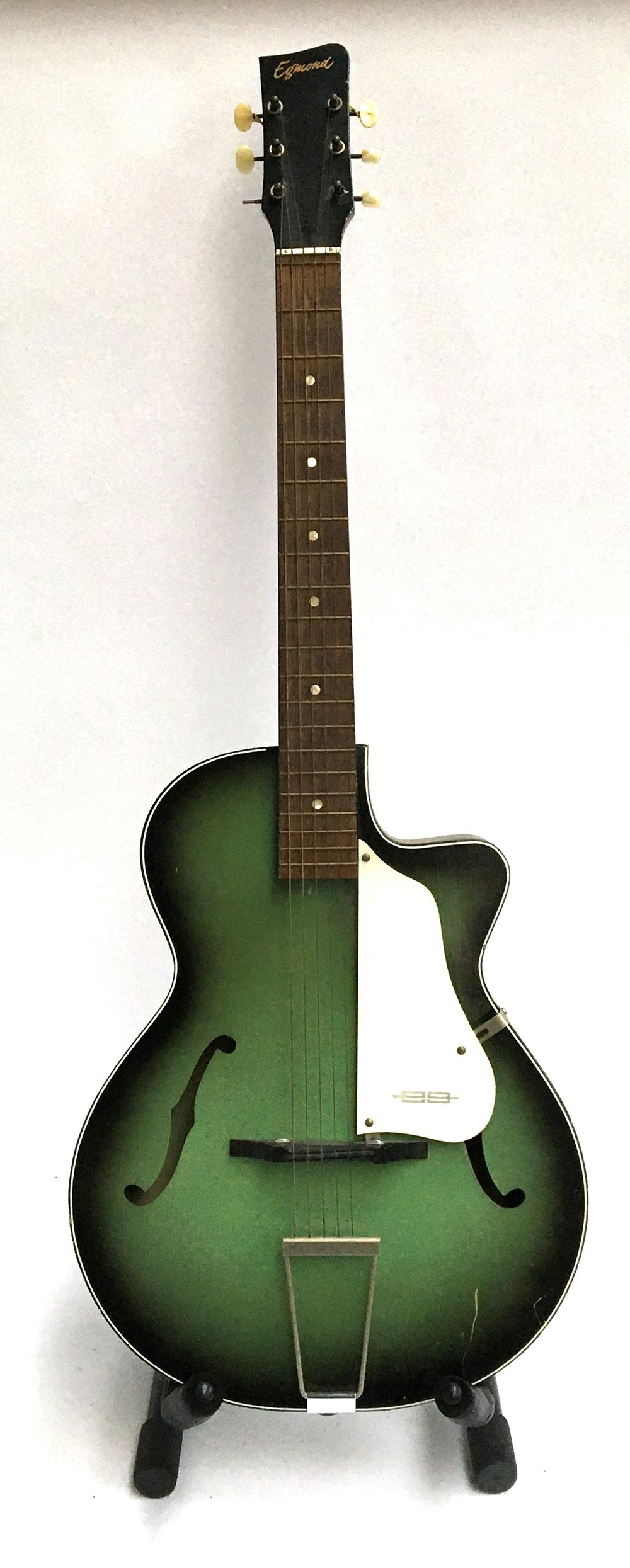 A Egmund 'Green Sunburst' acoustic guitar with cutaway and f holes, in vintage hard case