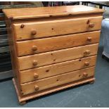 A modern pine chest of five drawers, 93x41x88cmH; together with a hostess trolley/sewing box, 57cmW