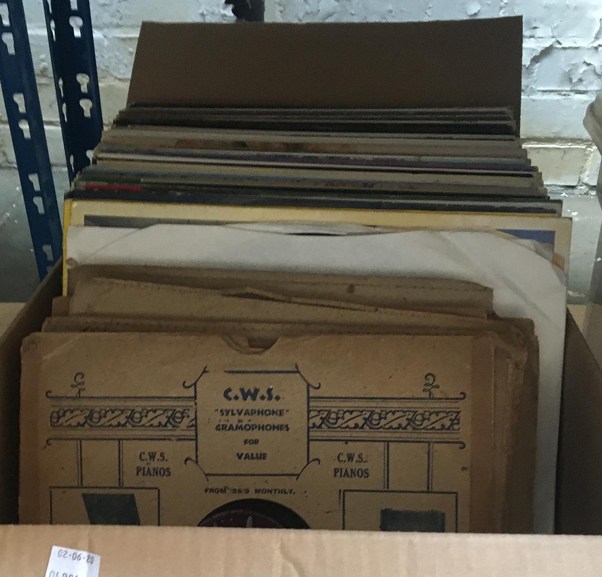 A mixed box of 78s and LPs, mainly classical