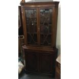 A glazed standing corner cupboard, 84cmW