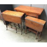 A 20th century swivel top card table, on square tapered legs, 87cmW; together with two gateleg