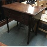 An early 18th century pine lowboy, with two drawers, 87x51.5x79cmH