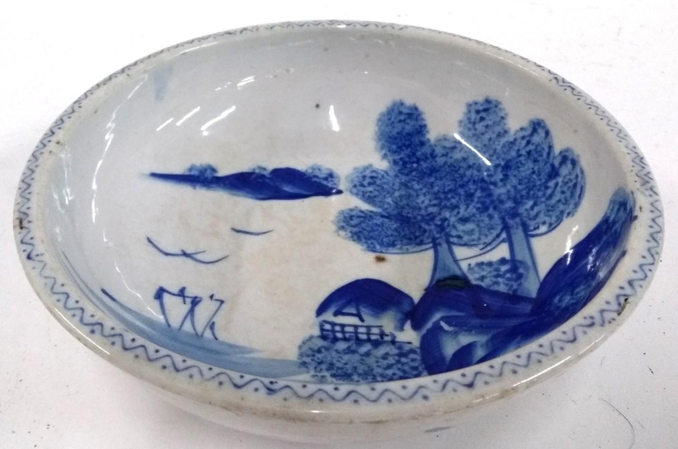 A Japanese blue and white sometsuke porcelain 'kashiki' snack bowl, 21cmD