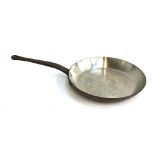 A good copper skillet, lined, marked 'Made in France', 27cmD