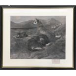 After Landseer, a 19th century engraving of two sheepdogs, 48x61cm