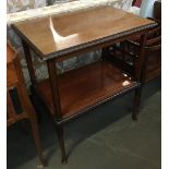 An early 20th century mahogany side table with undershelf and moulded edge, 64x43x74cmH