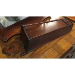 A 19th century mahogany candle box, with hinged lid and small match drawer, 52cmH