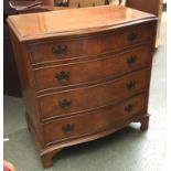 A 20th century serpentine chest of four graduating drawers on bracket feet, 79x47x83cmH