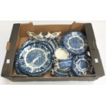 A Pallisy Avon Scenes part dinner service; together with two Delft style cow creamers