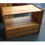 A modern pine side table with drawer, 73cmW