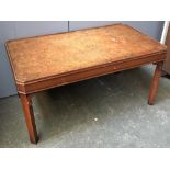 A burr walnut veneer coffee table, 109cmW; together with one other reproduction coffee table