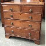 A 19th century oak chest of two short over three long drawers, on bracket feet, 85x49x86cmH