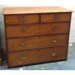A 19th century chest of two short over three graduating drawers, 112cmW