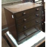 An oak apprentice piece/specimen chest, comprising four graduating drawers, 34x23x33cmH