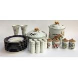 A mixed lot of ceramics to include a royal Worcester 'Evesham Vale' lidded biscuit barrel; lidded