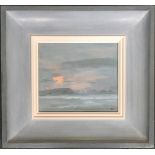 Local interest, Richard Robbins (1927-2009), 'Sunrise over Golden Cap', acrylic on board, signed