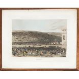 After James Pollard (1792-1867), 'Epsom Races', colour aquatint, Derby day c.1820, 40x56cm