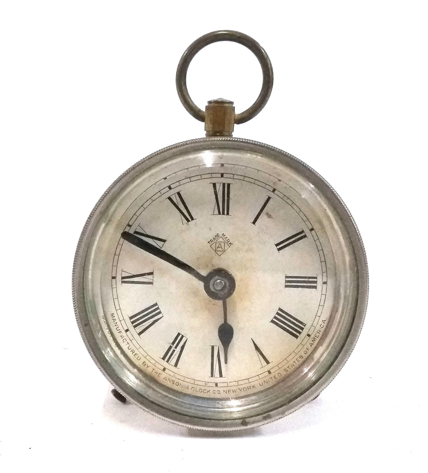 An American 'Ansonia Clock Co. New York' winding desk clock, the dial approx. 5.5cmD