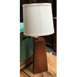 A wooden table lamp with shade, 53cmH