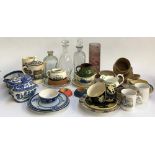 A mixed lot of glass to include several decanters, studio glass, Portmeirion Williams-Ellis jug,