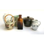 A box of ceramics to include Colin Kellam Studio pottery signed teapot; Large Edward VIII Coronation