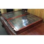 A pair of hardwood Chinese glazed display cabinets, with key, each 50x83cmH