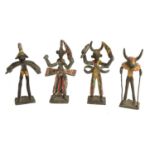 Four African metal figurines, each approx. 12cmH