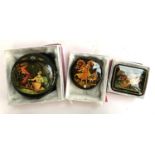 Three Russian lacquered boxes, 'Firebird', rrp. £320, 'Humpback Pony', by Istomina Palekh, rrp. £175