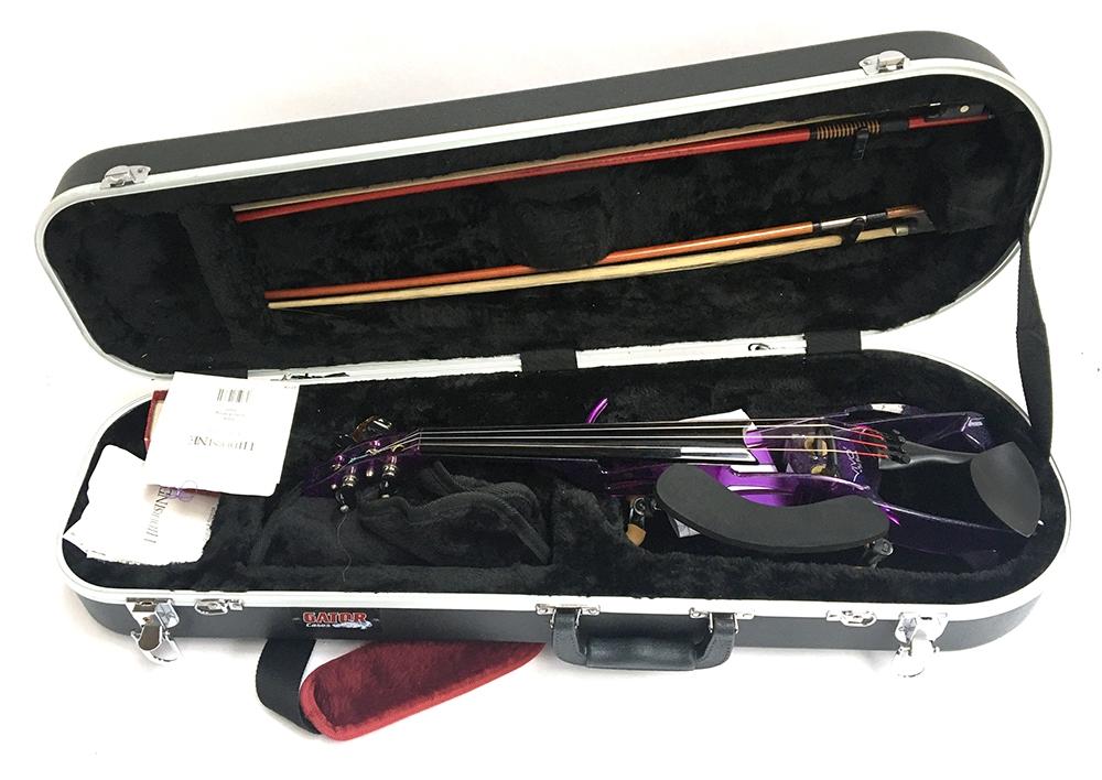 A Ted Brewer Vivo 2 electric violin, in purple, with two bows, shoulder rest and other - Bild 2 aus 2