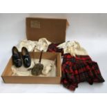 A 1960?s Harvey Nichols & Co. Ltd box containing children's Scottish dress, to include silk shirts