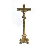 A brass figure of Jesus on the cross, 44.5cmH