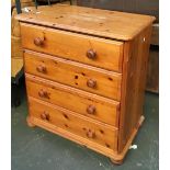 A pine chest of four drawers, 66x45x83cmH