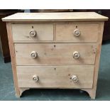 A pine chest of two short over two long drawers, 92x47x86cmH