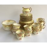A Redfern & Drakeford tea set c.1892-1909, floral decoration heightened in gilt, comprising