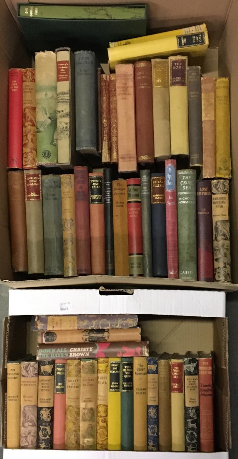 Two boxes of books approx. 52, mostly Reprint Society Editions