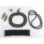 A Kenneth Jay Lane Choker Necklace and Bracelet in a woven mesh effect together with 3 other costume