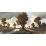H. Verbeek, Dutch landscape, oil on canvas, 60x120cm