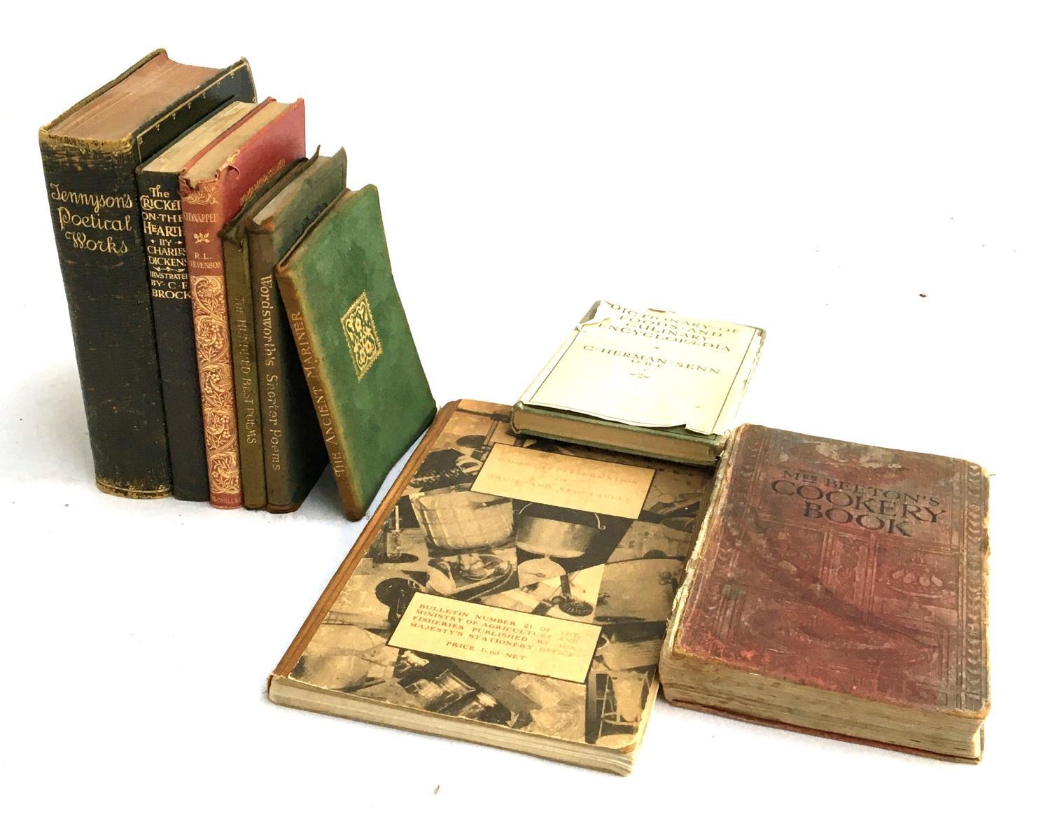 A number of poetry books to include Tennyson, Wordsworth, Coleridge etc; together with cookery