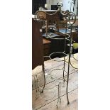 Two metal cake plate stands