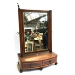 A mahogany and crossbanded adjustable dressing mirror with two drawers