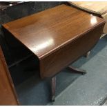 An early 20th century dropleaf table, on swept legs with brass pad feet and casters, 82cmW